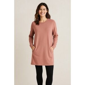 Athleta Balance Women's L Peach Dress French Terry Tunic‎ Travel Stretch Pockets